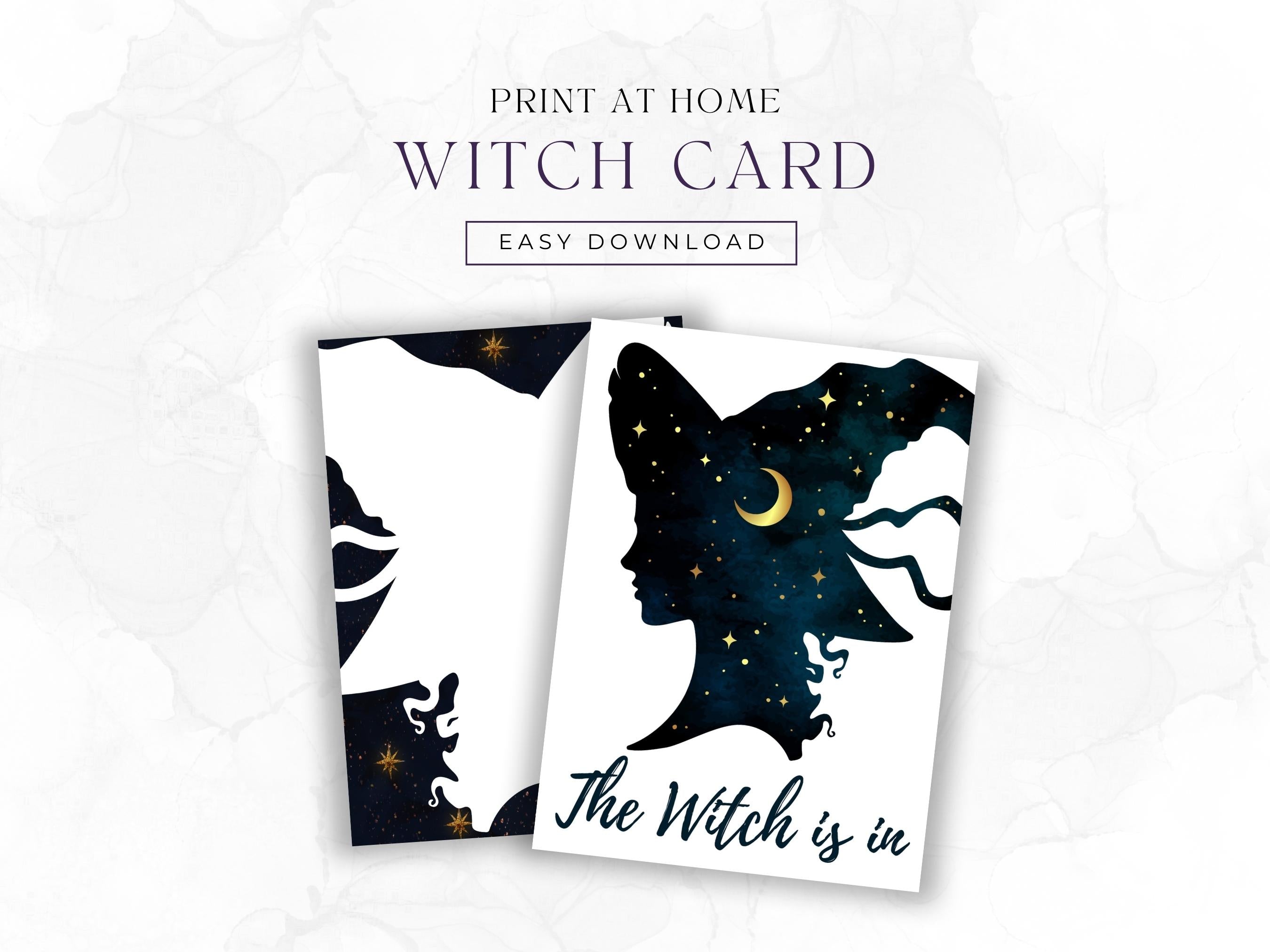 The Witch is in Postkarte mit großem Hexenhut
