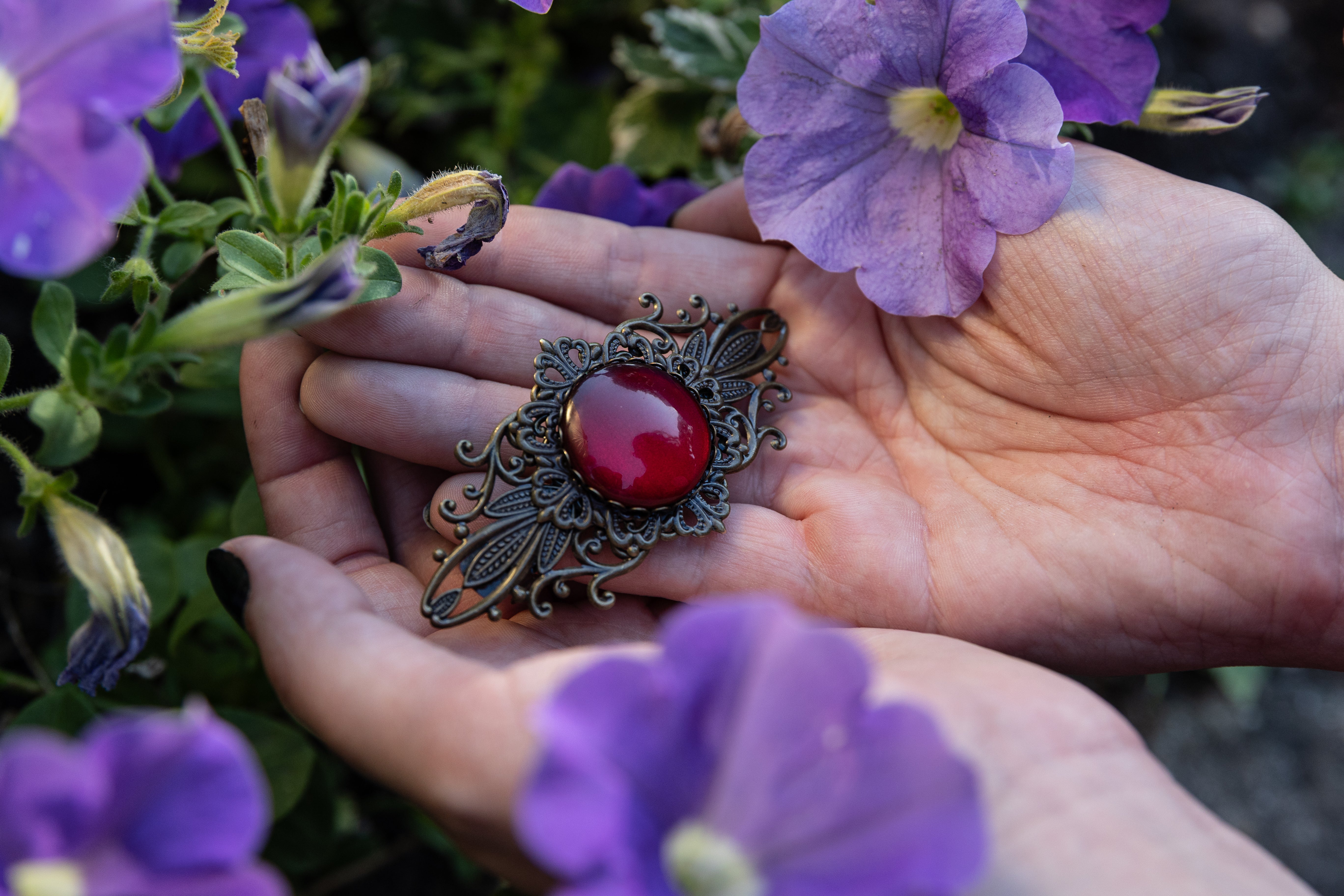 Haarspange Jugendstil bronze rund