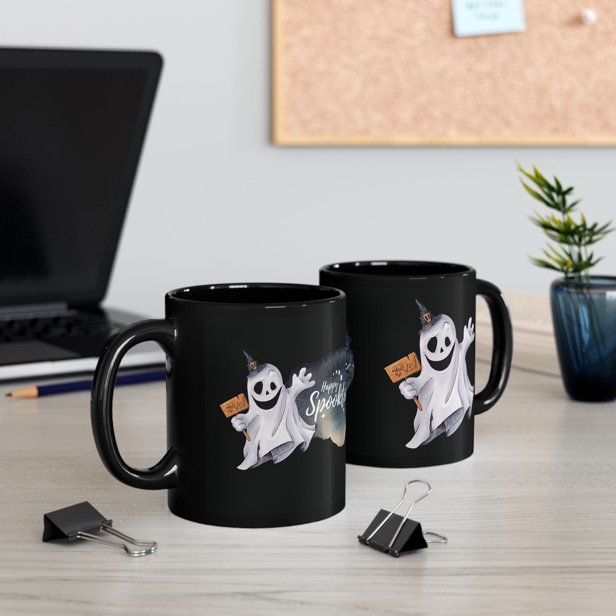 Halloween Tasse Spooktober – Schwarze Geist Tasse für Gothics, Halloween Fans & deinen Halloween Adventskalender