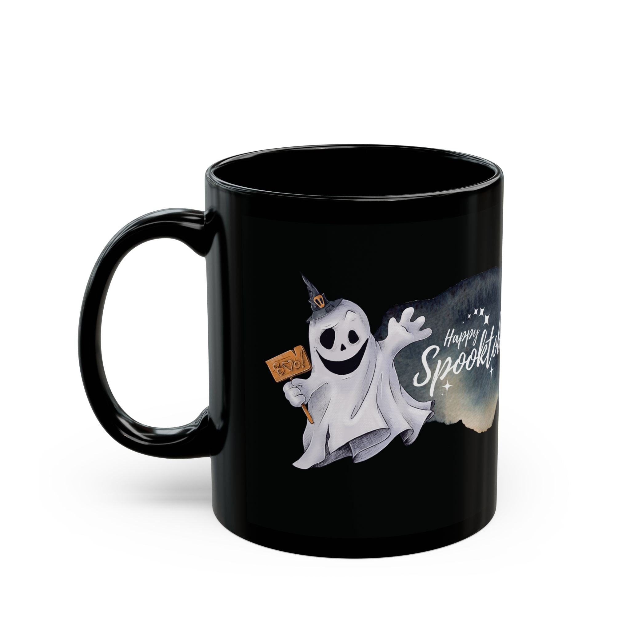 Halloween Tasse Spooktober – Schwarze Geist Tasse für Gothics, Halloween Fans & deinen Halloween Adventskalender