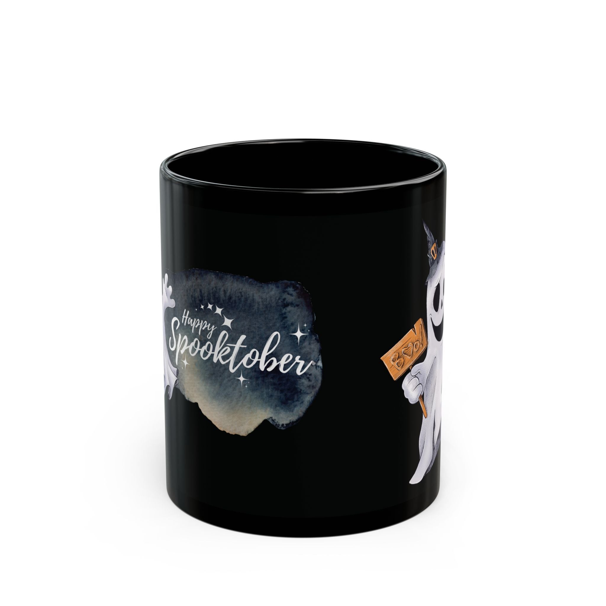 Halloween Tasse Spooktober – Schwarze Geist Tasse für Gothics, Halloween Fans & deinen Halloween Adventskalender