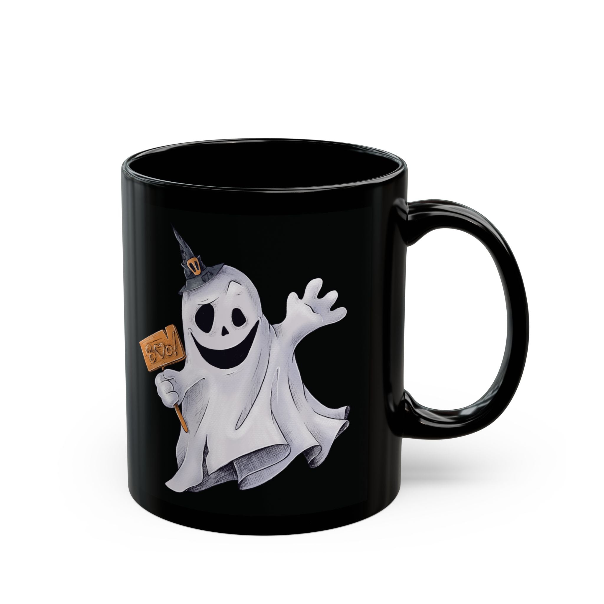 Halloween Tasse Spooktober – Schwarze Geist Tasse für Gothics, Halloween Fans & deinen Halloween Adventskalender