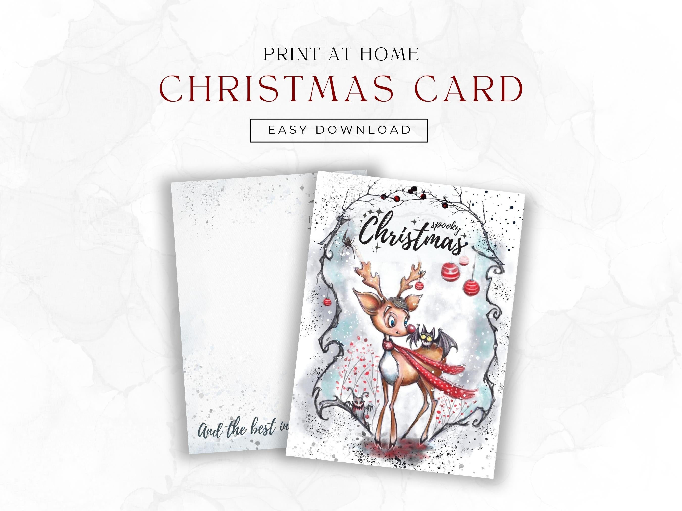 Spooky Christmas Postkarte mit Rudolf dem Rentier