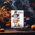 Happy Spooktober Postkarte mit Skelett Nachtwächter