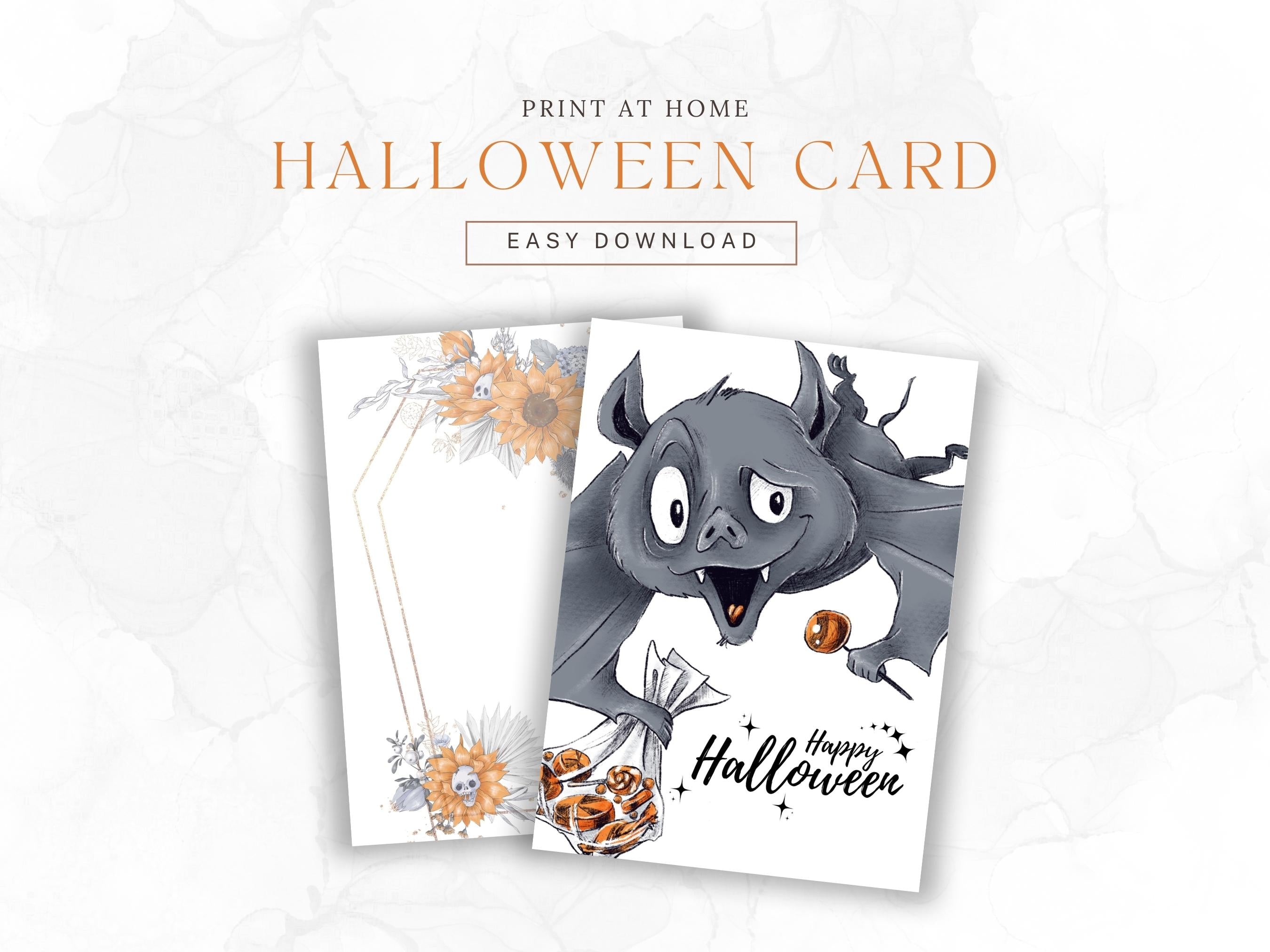 Happy Spooktober Postkarte mit Fledermaus