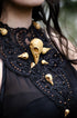 Vogelschädel Collier schwarz antik bronze