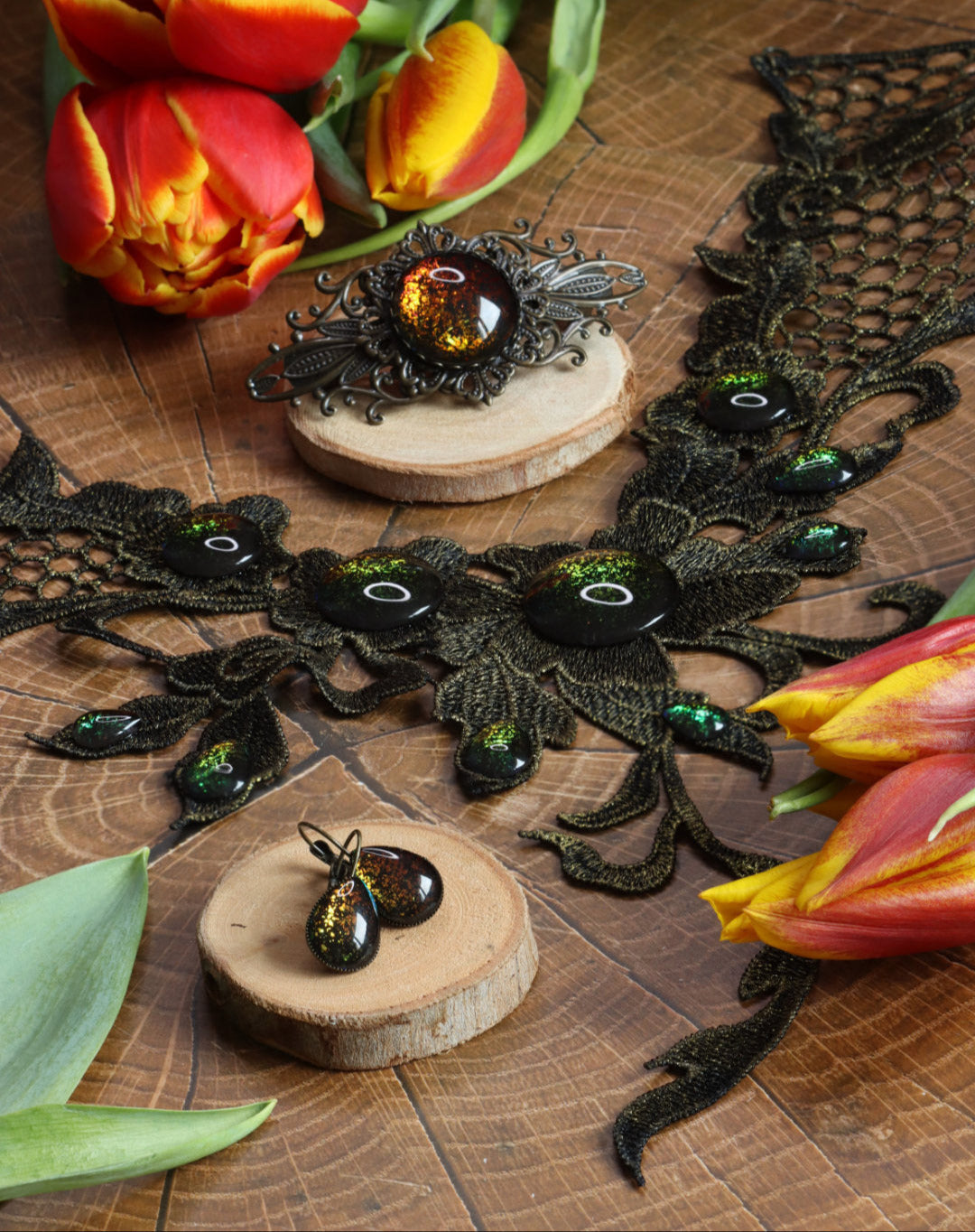 Bronzenes Blumenfee Schmuckset