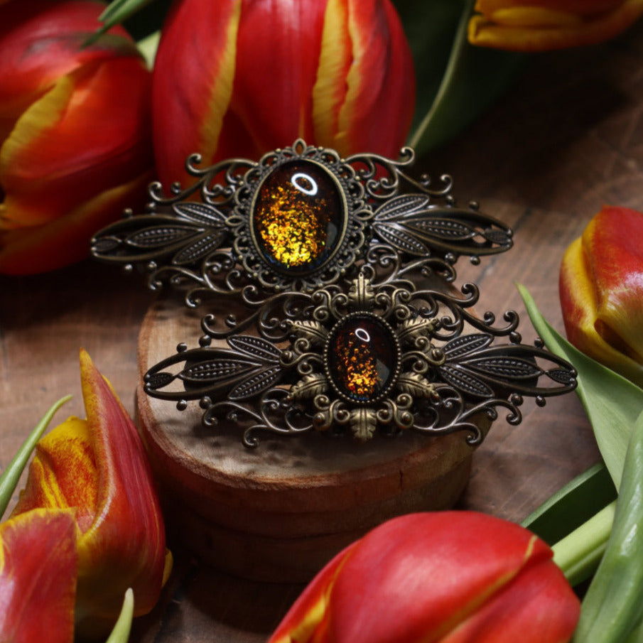 Haarspange Jugendstil bronze