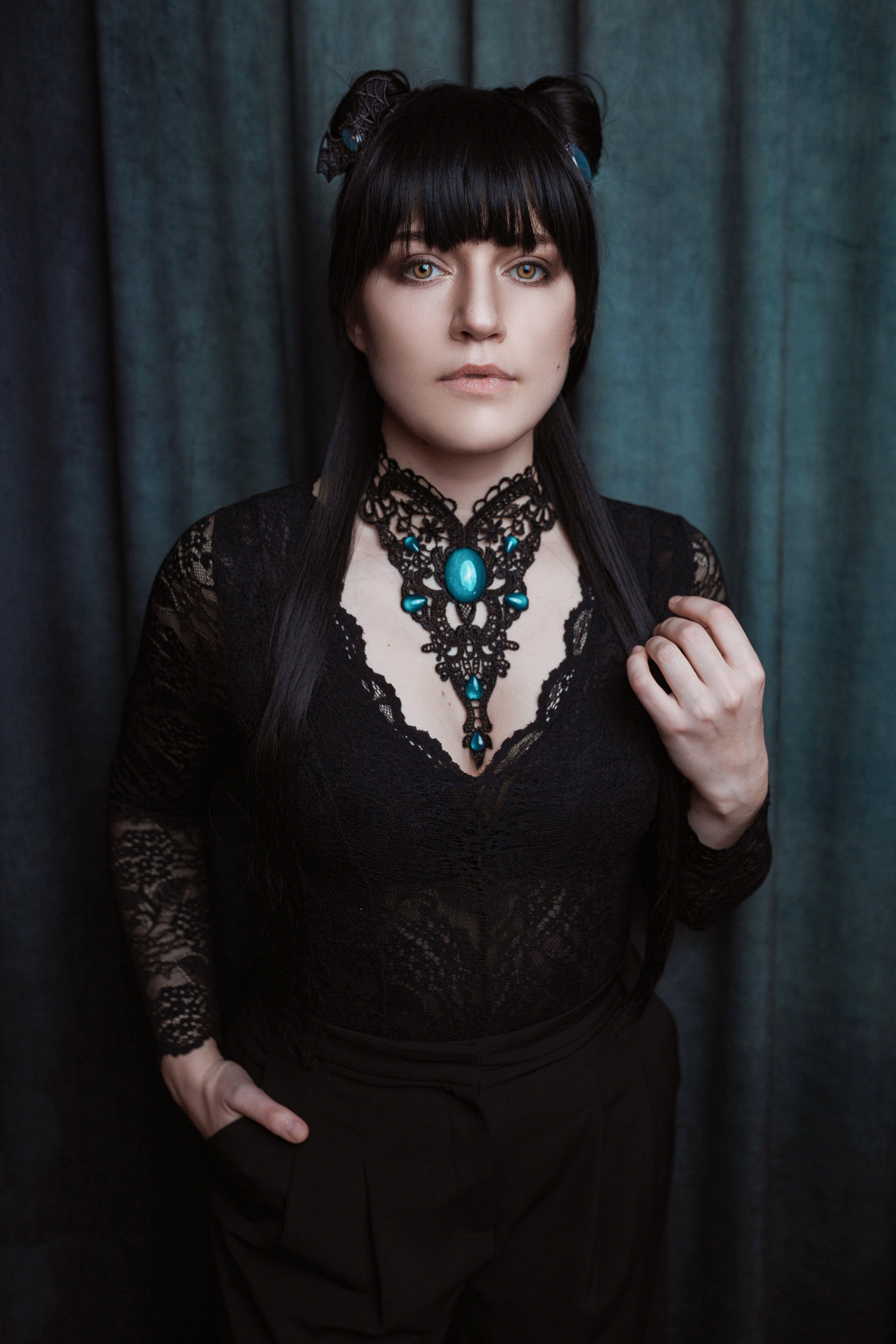Collier schwarz Filigran