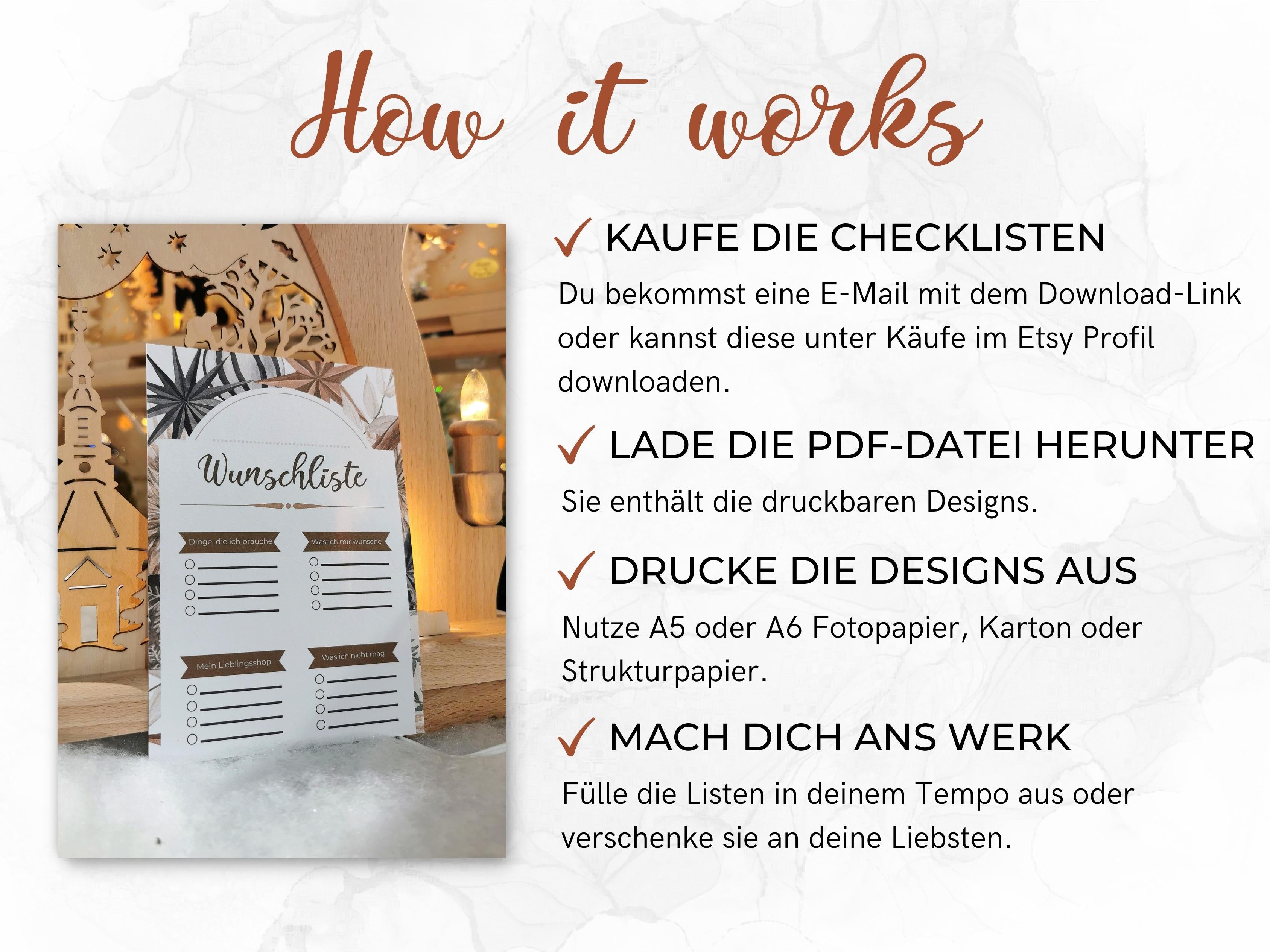 Weihnachten Checklisten in beige