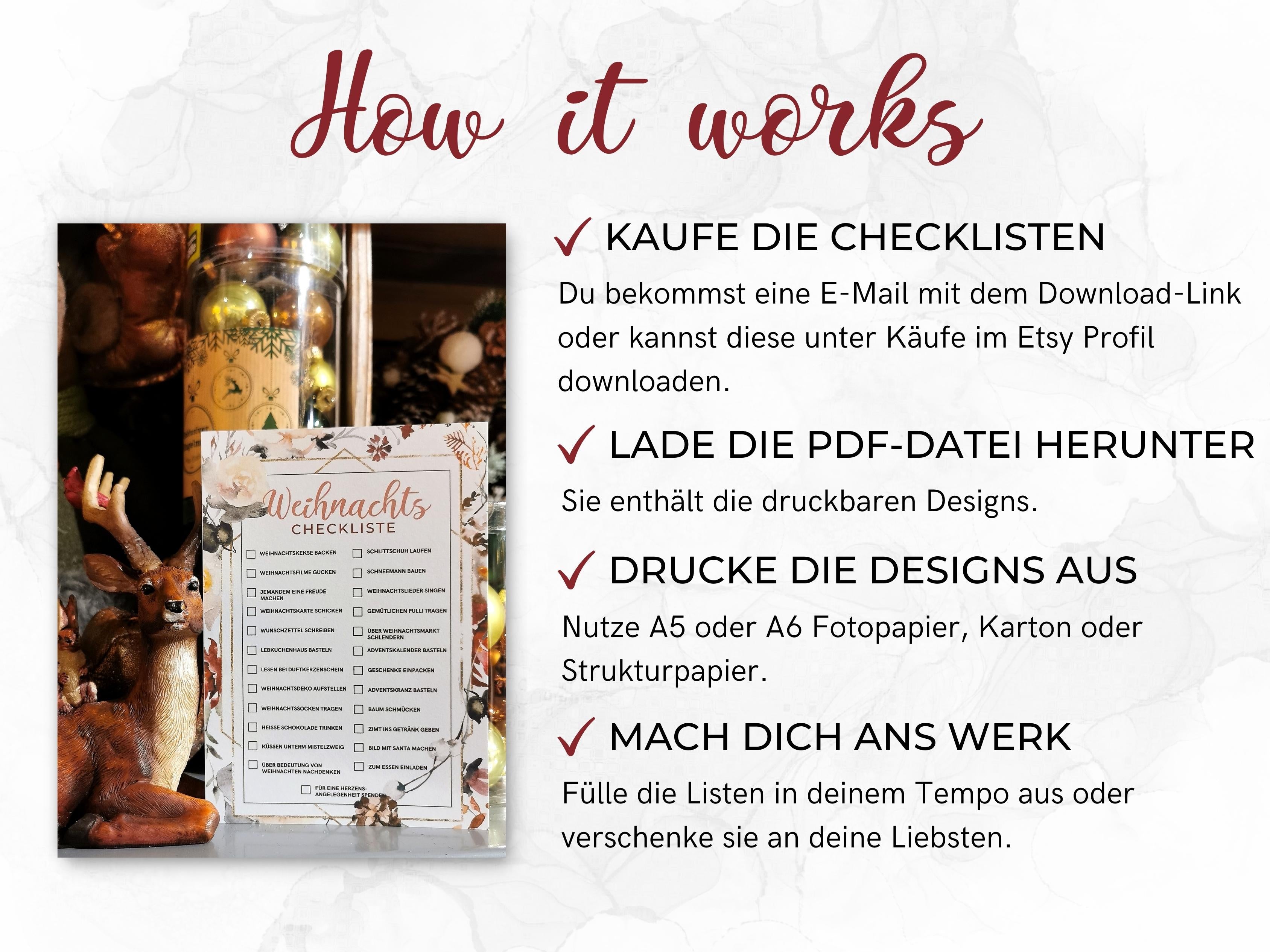 Weihnachten Checklisten in Floral