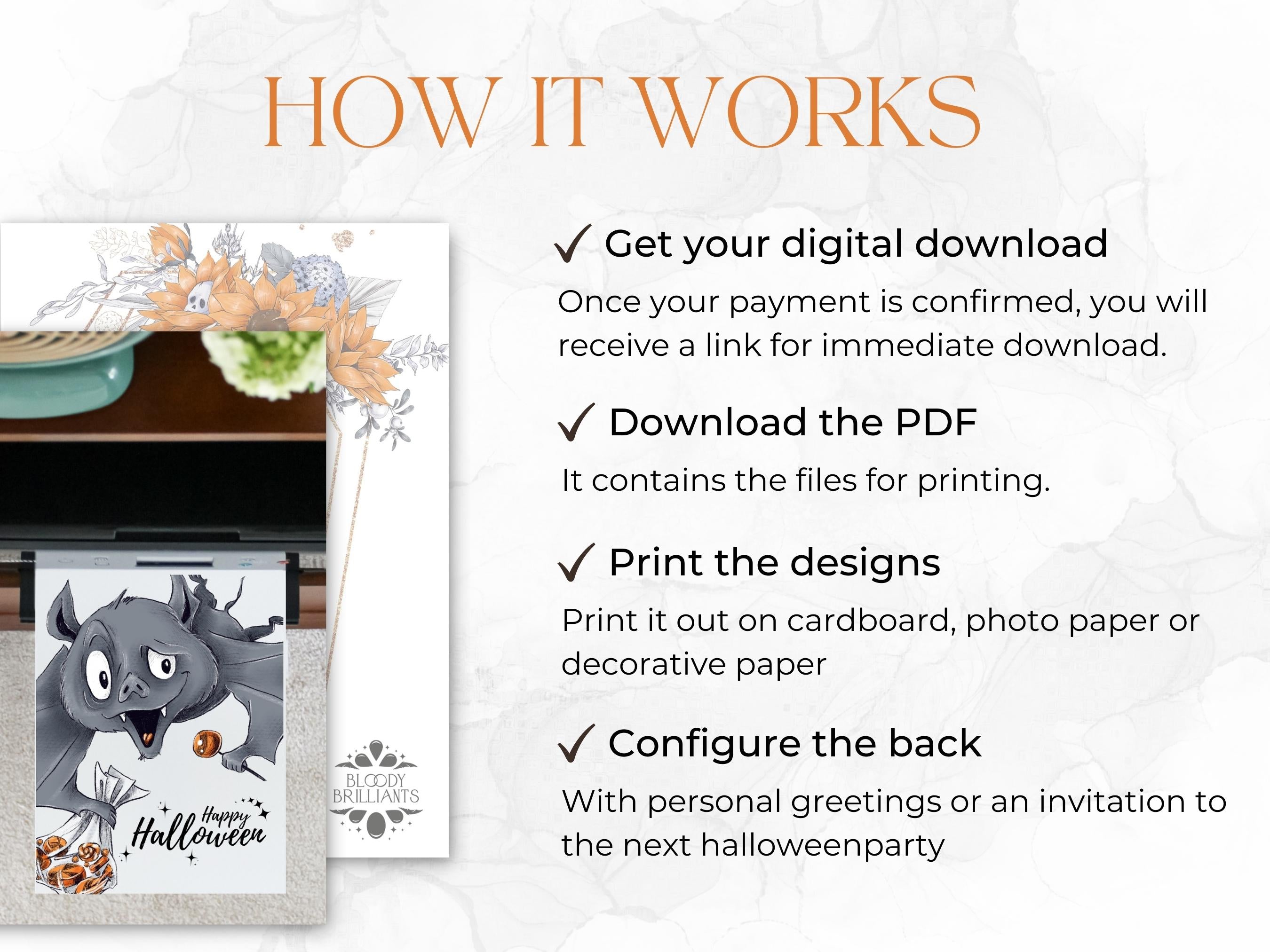 Happy Spooktober Postkarte mit Fledermaus