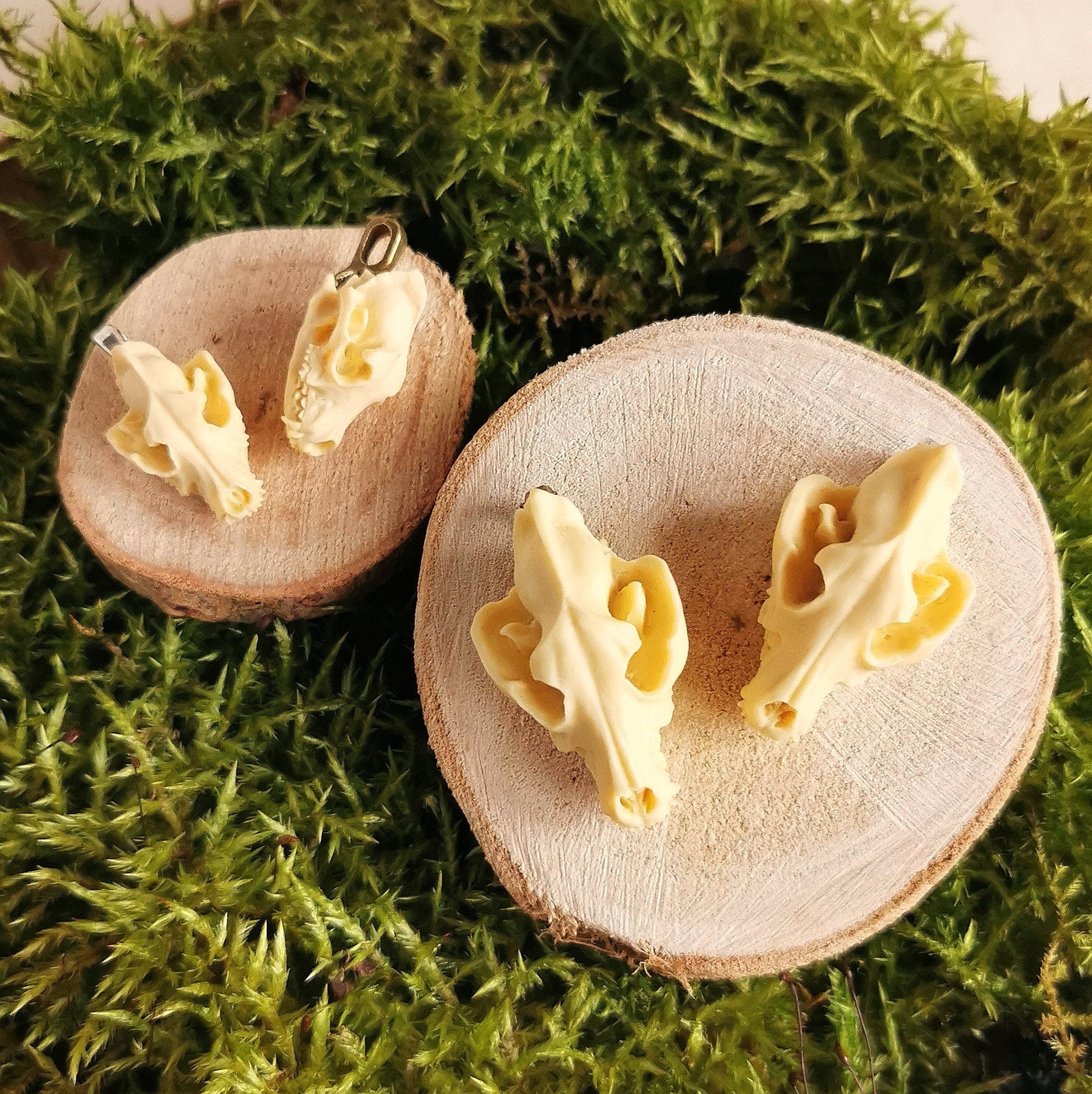 Anhänger Wolf Schädel aus Harz elfenbein farben für Gothic Outfit als LARP Schmuck und Cosplay Accessoire -Pendants- BloodyBrilliants