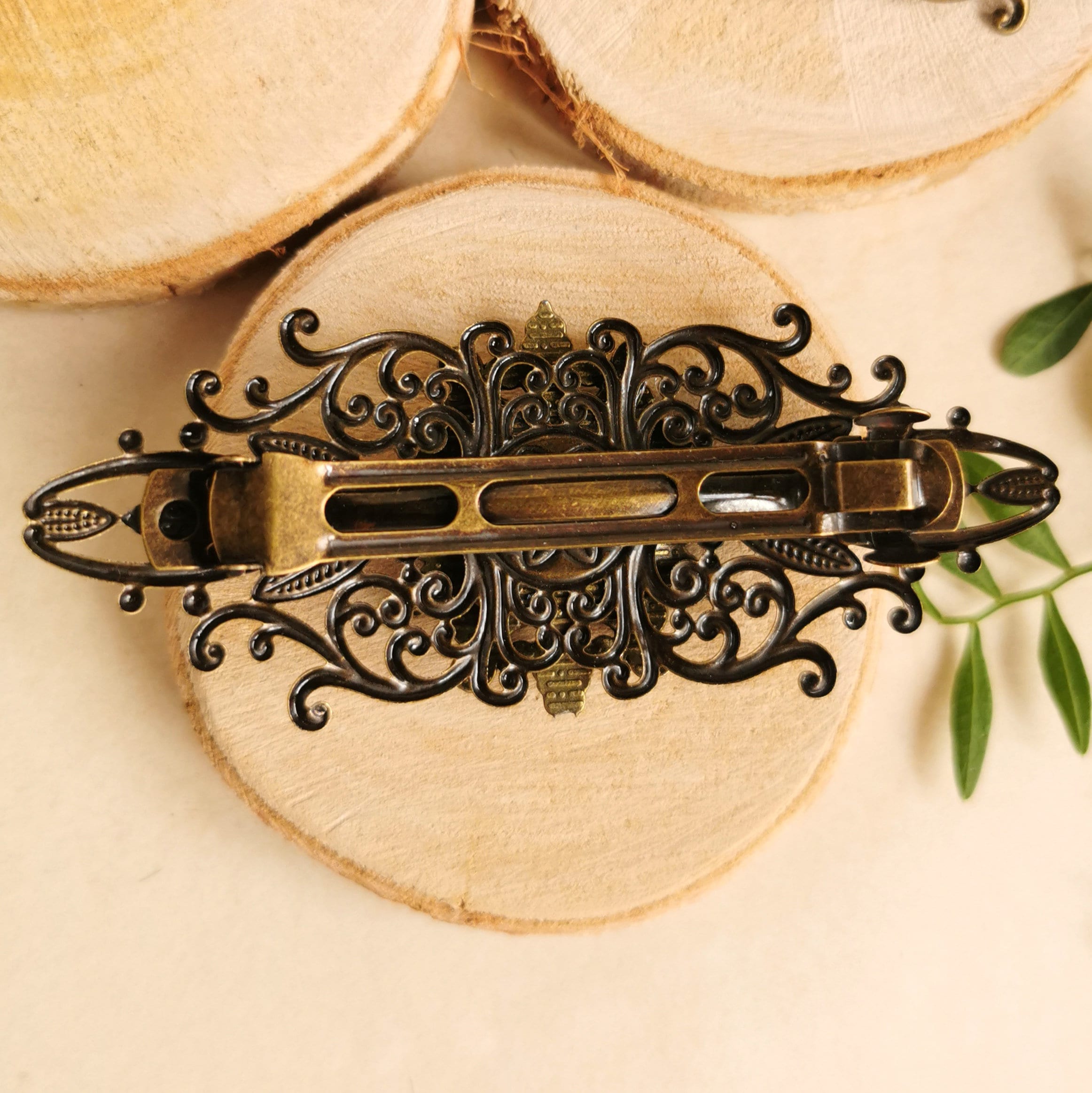 Haarspange bronze Jugendstil rund Haarschmuck und Haarclip als Cosplay Accessoire und Steampunk Geburtstagsgeschenk, Mittelalter Weihnachten -Hair Jewelry- BloodyBrilliants