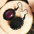 Schmuckset Oval in Wunschfarbe, Vintage Kette als Geburtstagsgeschenk, Gothic Kettenanhänger als Mittelalter Schmuck, Ohrringe hängend -Charm Necklaces- BloodyBrilliants
