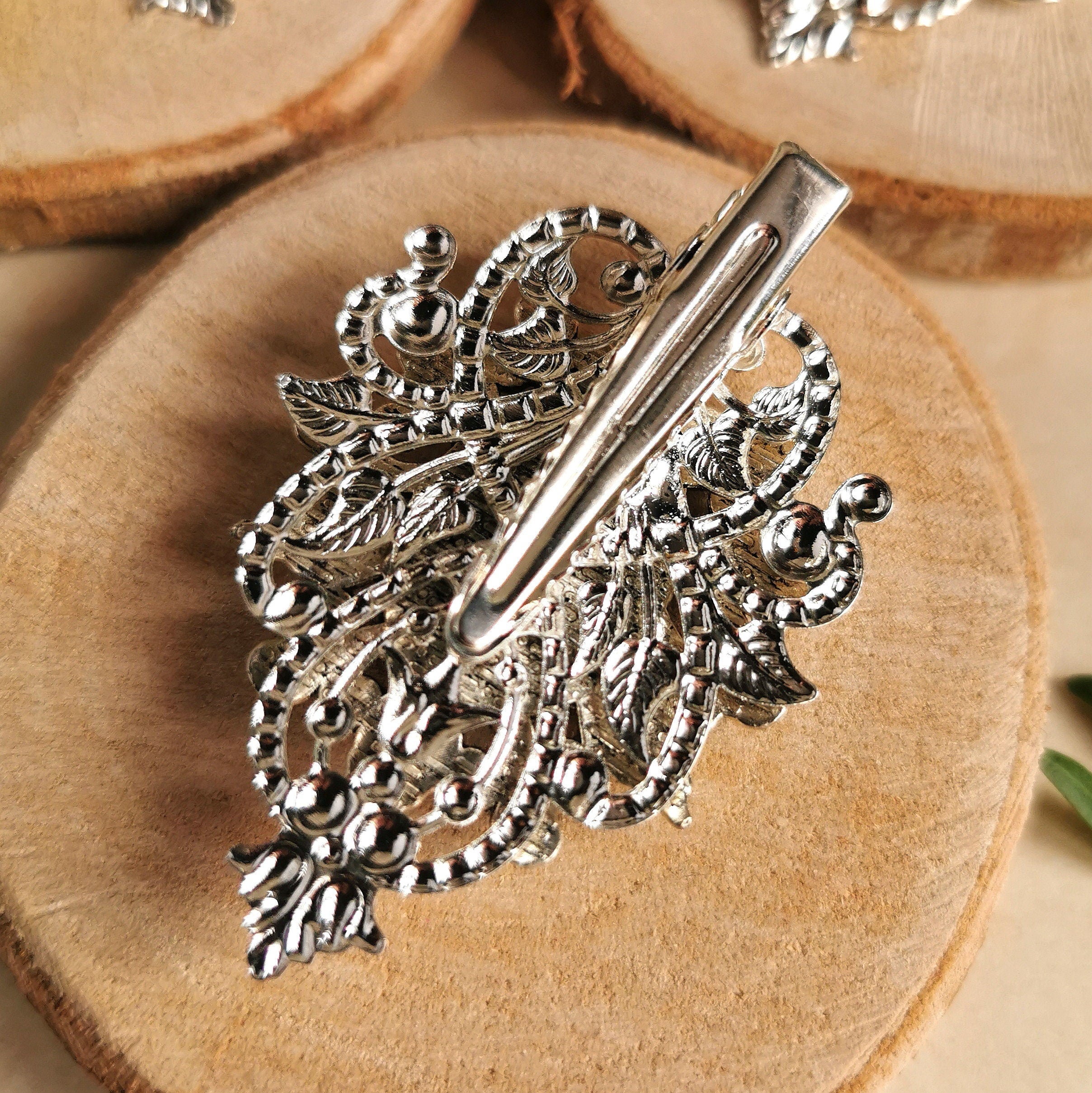 Haarclip silber viktorianisch Haarschmuck und Haarclip für Cosplay & als Gothic Geburtstagsgeschenk, Stern Haarspange für Gothic Weihnachten -Hair Jewelry- BloodyBrilliants