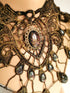 Bronze Collier Tropfen aus Spitze mit metallic glitzernden Glassteinen für Steampunk Outfit oder Vintage Hochzeit -Chokers- BloodyBrilliants