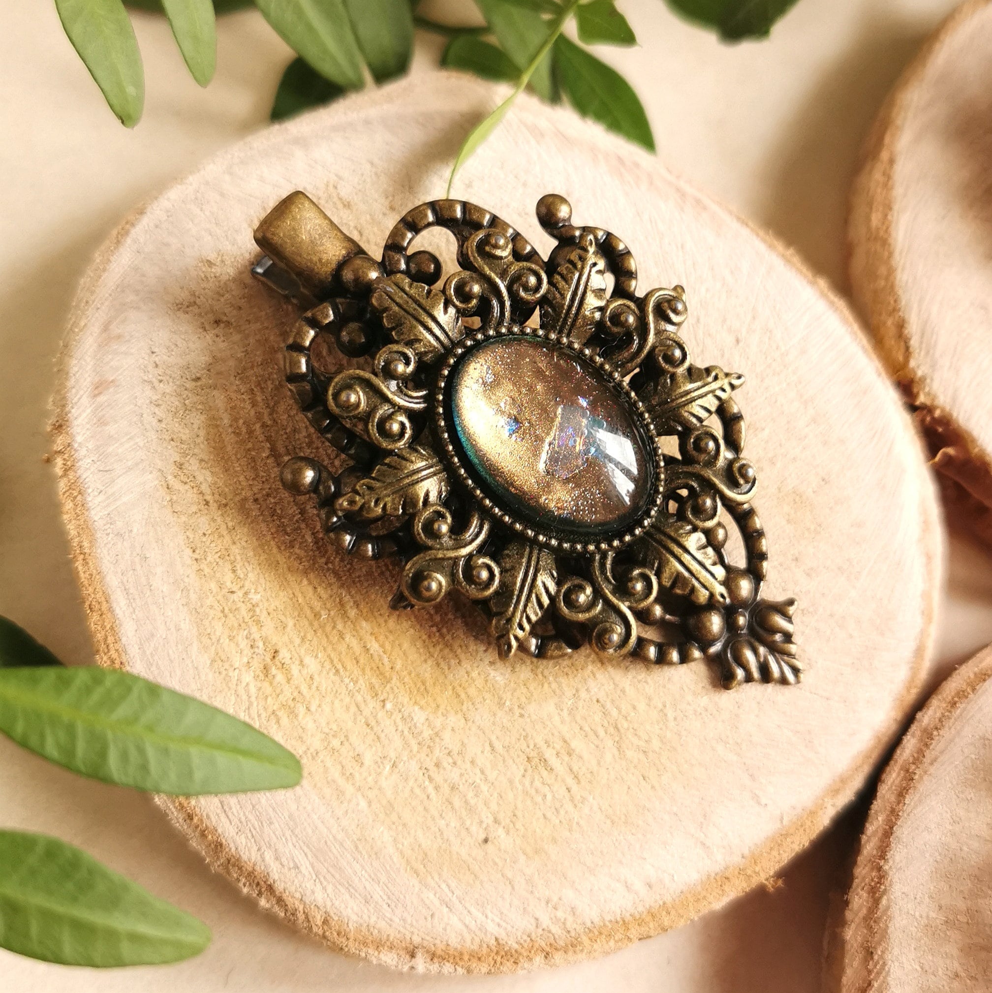 Haarclip silber viktorianisch Haarschmuck und Haarclip für Cosplay & als Gothic Geburtstagsgeschenk, Stern Haarspange für Gothic Weihnachten -Hair Jewelry- BloodyBrilliants