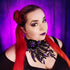 Collier schwarz asymmetrisch aus Spitze mit farbigen Glassteinen in Wunschfarbe für Gothic Outfit und Cosplay Shooting -Chokers- BloodyBrilliants