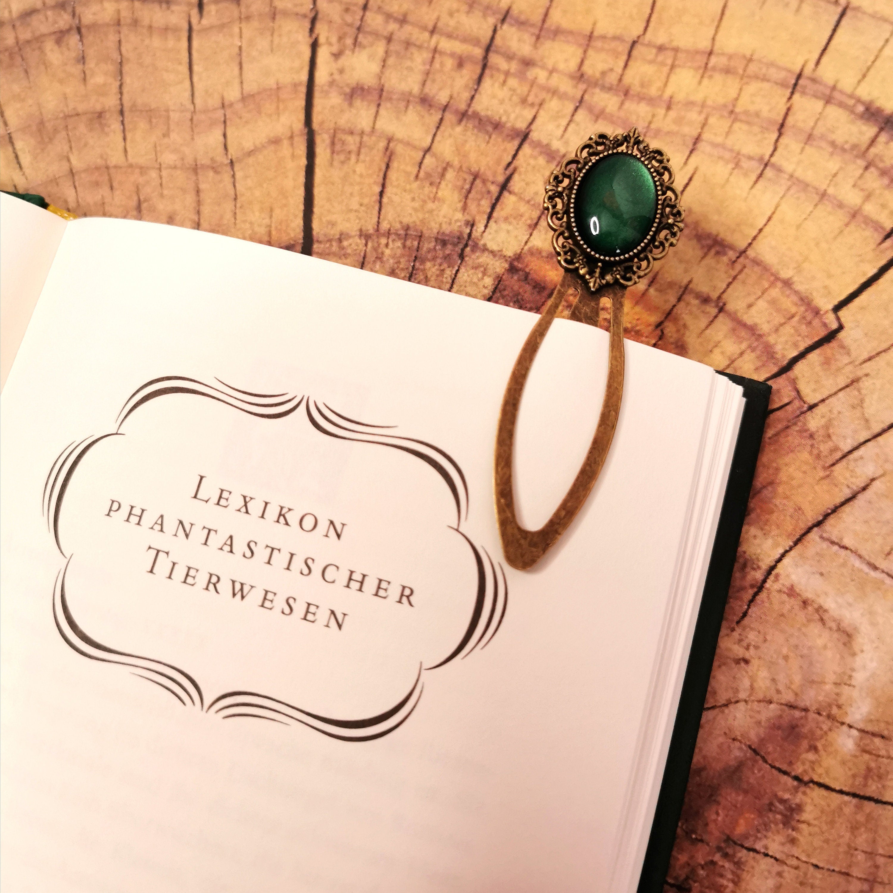 Lesezeichen mit Farbstein silber und bronze mit glänzenden metallic Glassteinen als Geschenk -Bookmarks- BloodyBrilliants