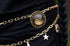 Runde Brosche Wunschfarbe aus Glassteinen in Silber und Bronze als Cosplay Schmuck und Gothic Accessoire