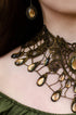 Bronze Collier Tropfen aus Spitze mit metallic glitzernden Glassteinen für Steampunk Outfit oder Vintage Hochzeit -Chokers- BloodyBrilliants