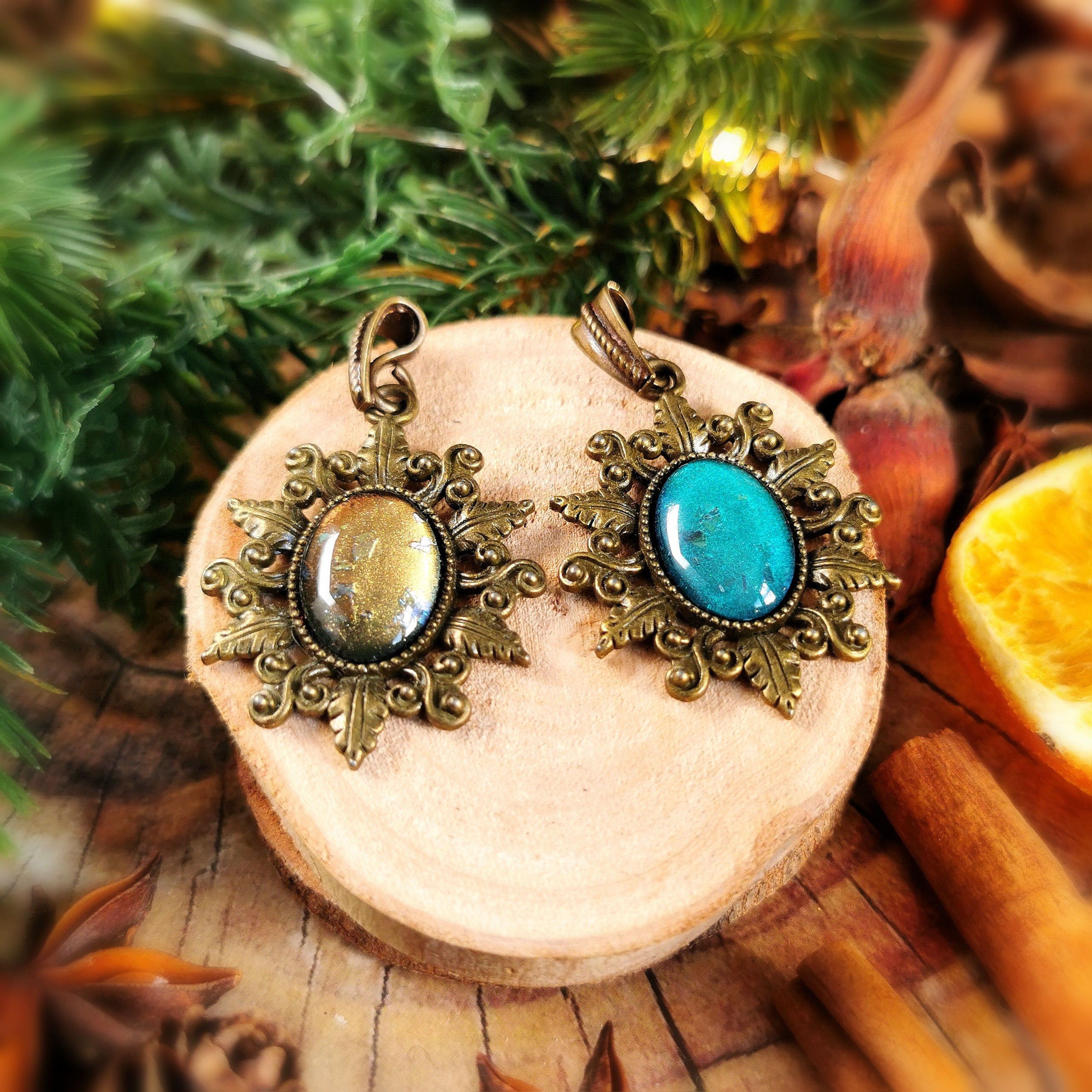 Stern Kette in Wunschfarbe, Vintage Schmuck gold, 20er Jahre Accessoires & Mittelalter Schmuck, Vintage Weihnachten, bronze Kette mit Stern -Pendants- BloodyBrilliants