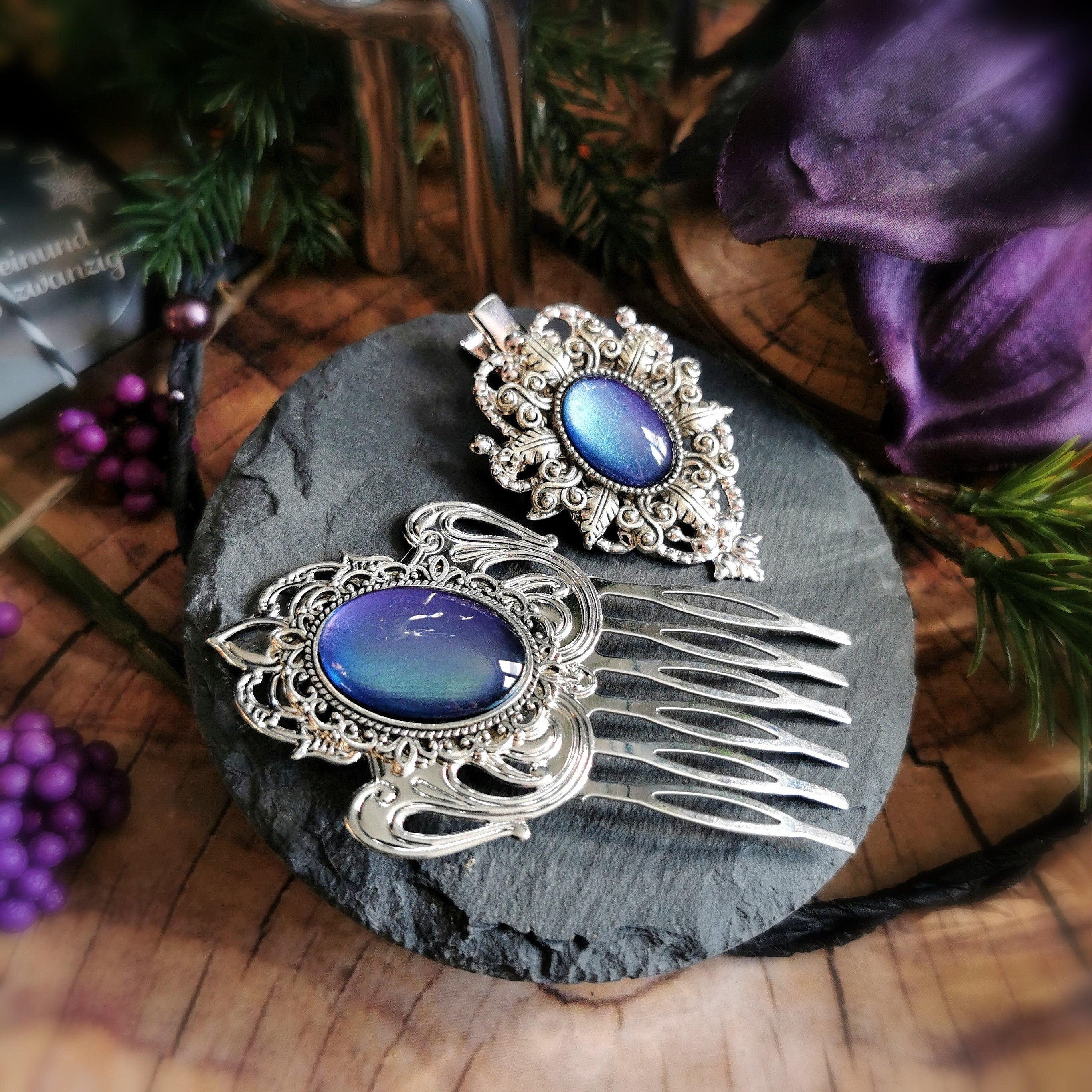 Haarkamm silber Victorian und bronze Jugendstil, Haarschmuck für Cosplay Frisur und Hochzeit Accessoire -Hair Jewelry- BloodyBrilliants