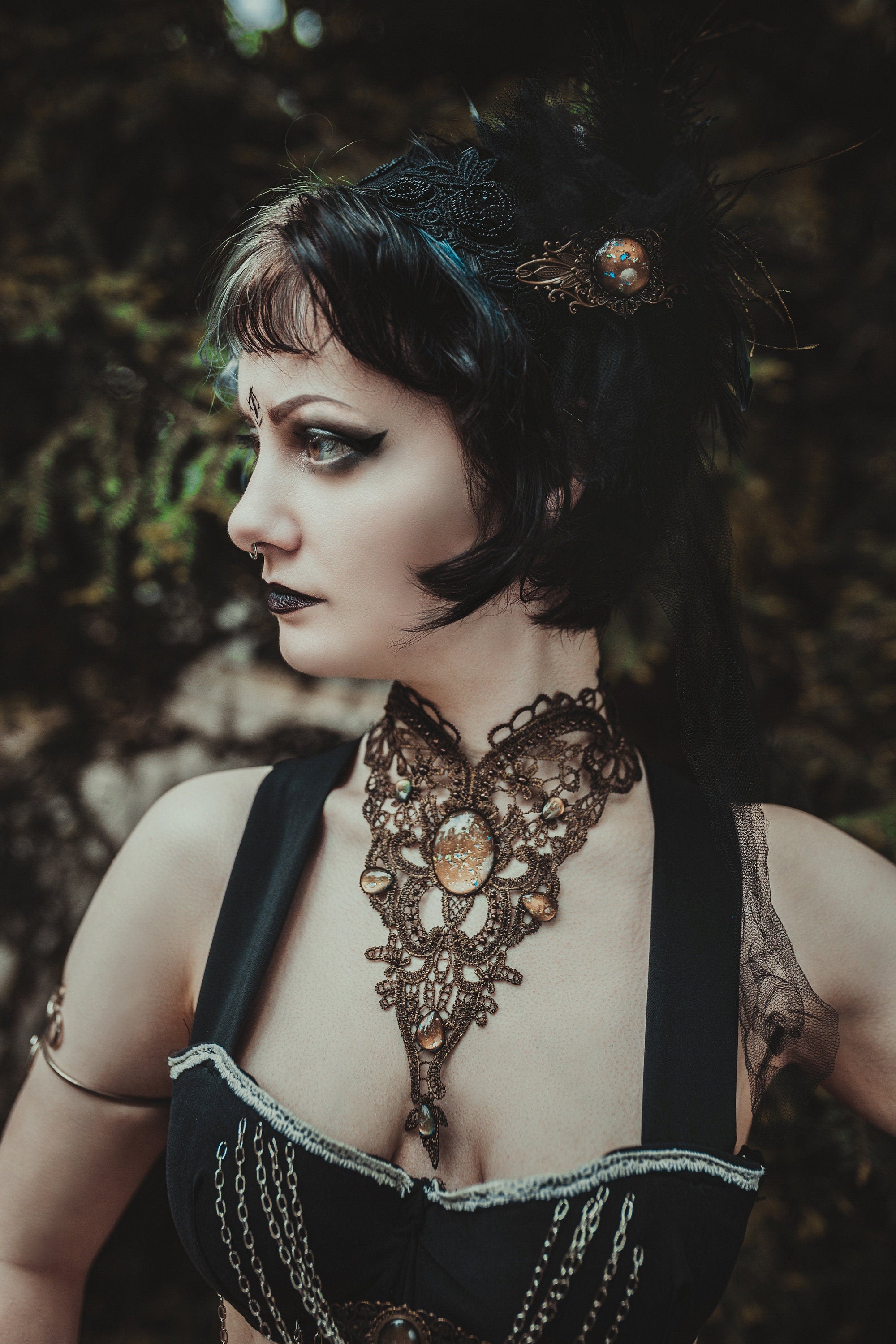 Haarspange bronze Jugendstil rund Haarschmuck und Haarclip als Cosplay Accessoire und Steampunk Geburtstagsgeschenk, Mittelalter Weihnachten -Hair Jewelry- BloodyBrilliants