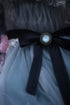 Runde Brosche Wunschfarbe aus Glassteinen in Silber und Bronze als Cosplay Schmuck und Gothic Accessoire