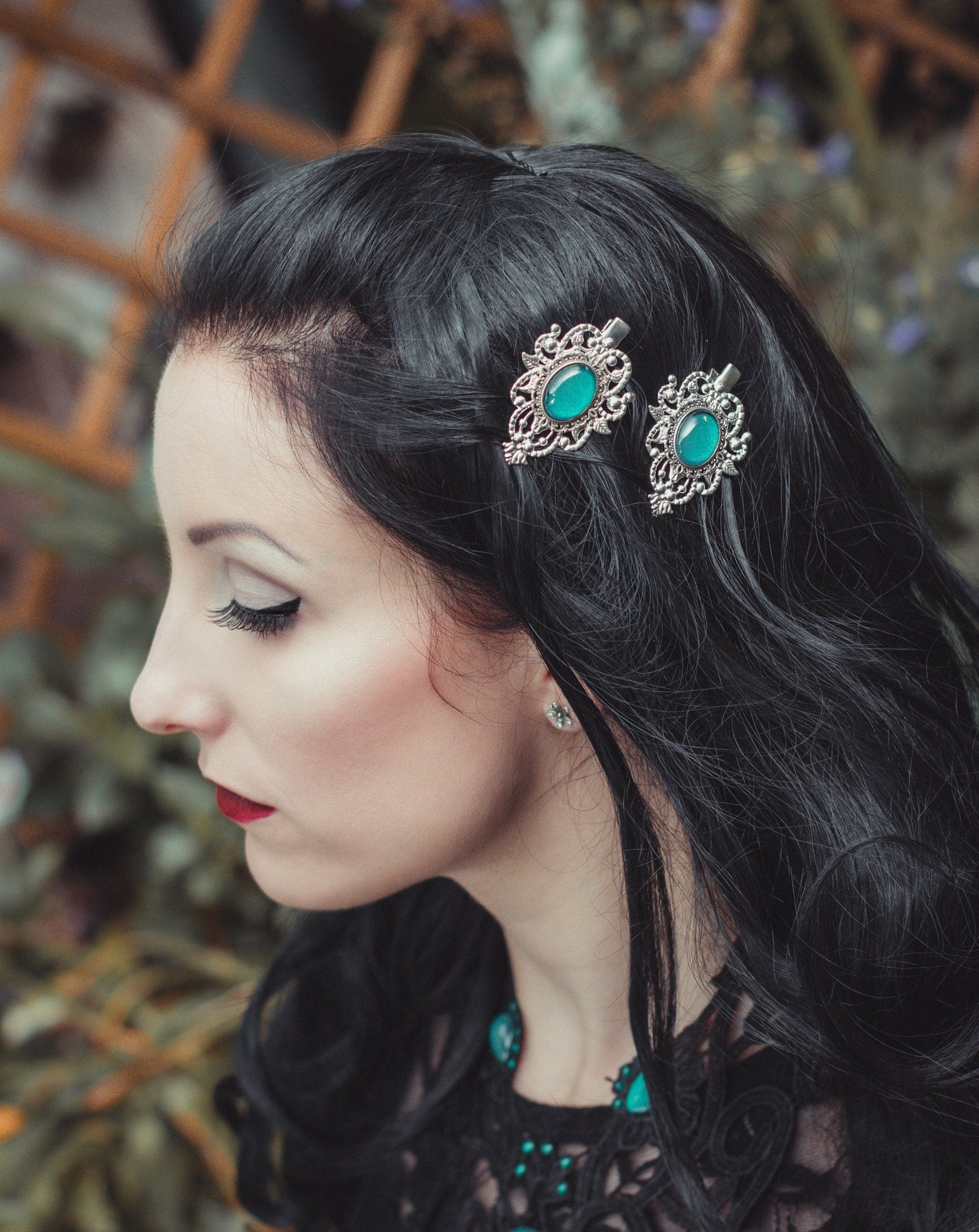 Haarclip silber viktorianisch Haarschmuck und Haarclip für Cosplay & als Gothic Geburtstagsgeschenk, Stern Haarspange für Gothic Weihnachten -Hair Jewelry- BloodyBrilliants