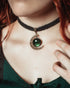 Mond Kette in Wunschfarbe - Choker schwarz als Vintage Halsband mit Halbmond im Dark Academia Style für Hexen Adventskalender, Mond Schmuck -Chokers- BloodyBrilliants