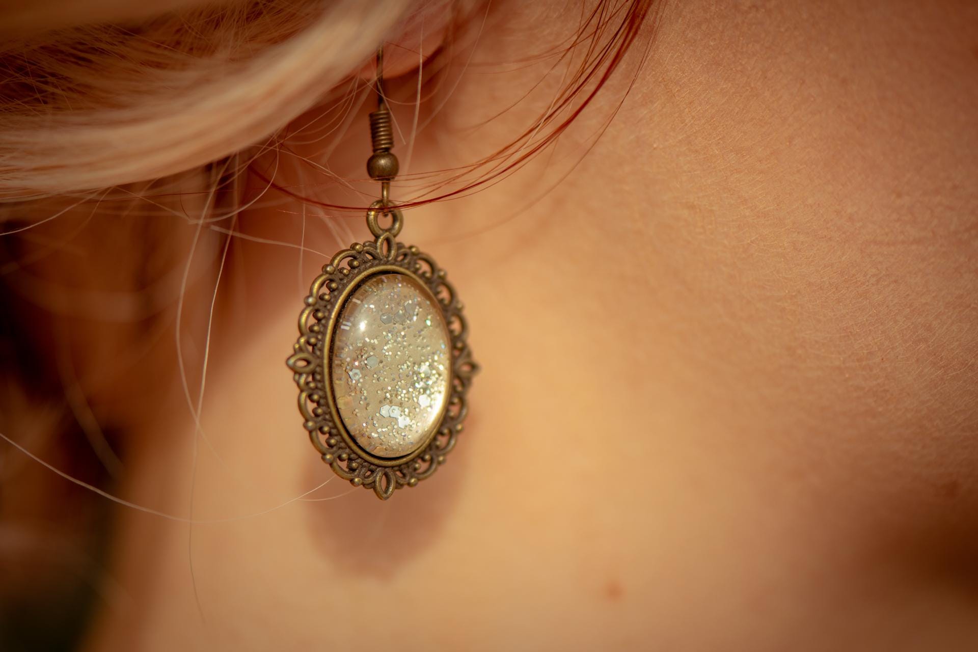 Steampunk Schmuck Set in Wunschfarbe, Rosen Kette & Ohrringe hängend, Vintage Schmuck im Dark Academia Style, Mittelalter Schmuck bronze -Jewelry Sets- BloodyBrilliants