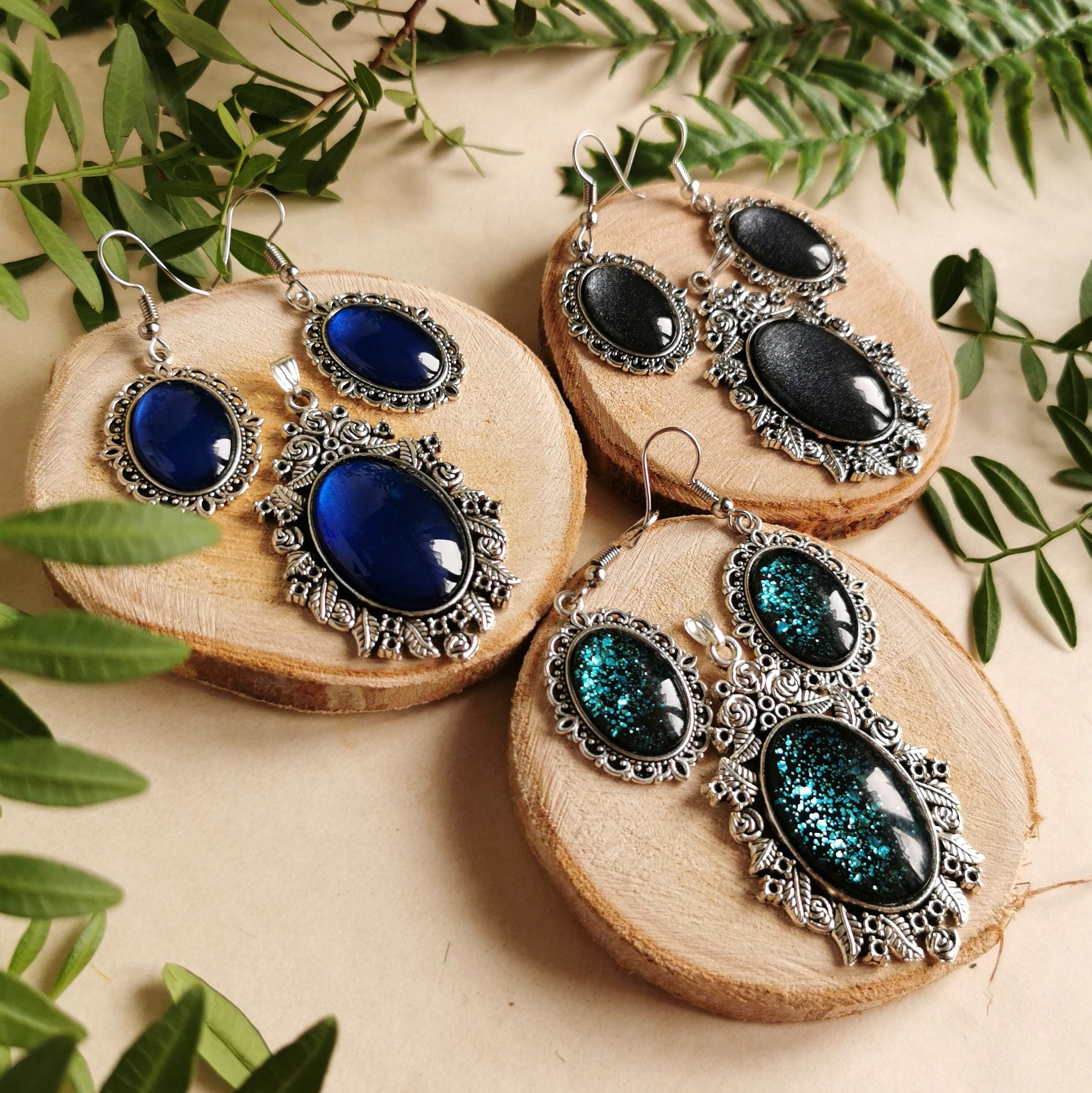 Steampunk Schmuck Set in Wunschfarbe, Rosen Kette & Ohrringe hängend, Vintage Schmuck im Dark Academia Style, Mittelalter Schmuck bronze -Jewelry Sets- BloodyBrilliants