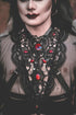 Collier schwarz Wunschfarbe Antik aus Spitze mit farbigen Glassteinen als Fantasy Schmuck für Fotoshooting oder Gothic Hochzeit -Chokers- BloodyBrilliants