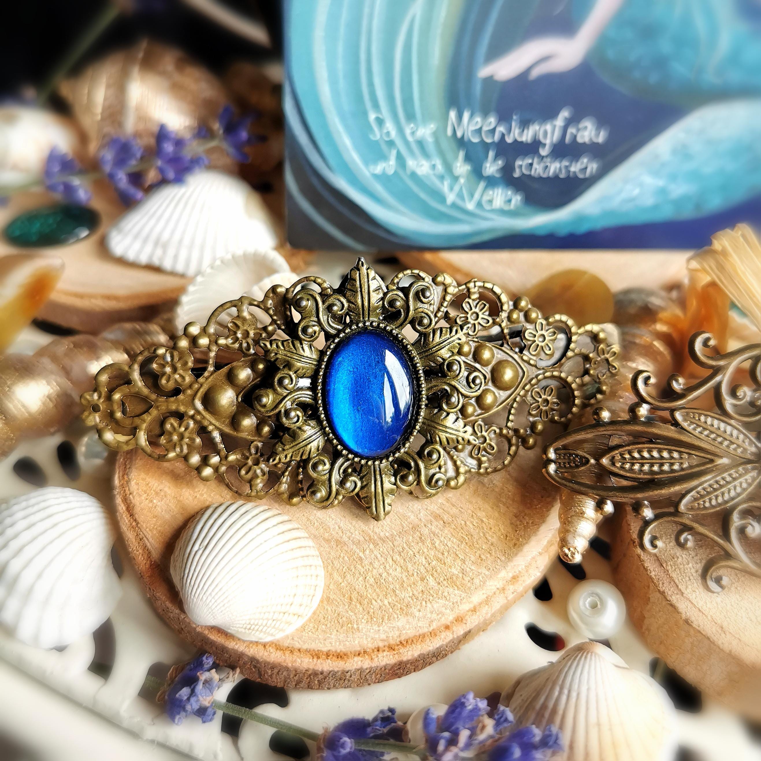 Steampunk Haarschmuckset bronze aus Victorian Haarspange und zwei Haarclips in Wunschfarbe für Steampunkoutfit oder als Vintage Schmuck -Barrettes & Clips- BloodyBrilliants