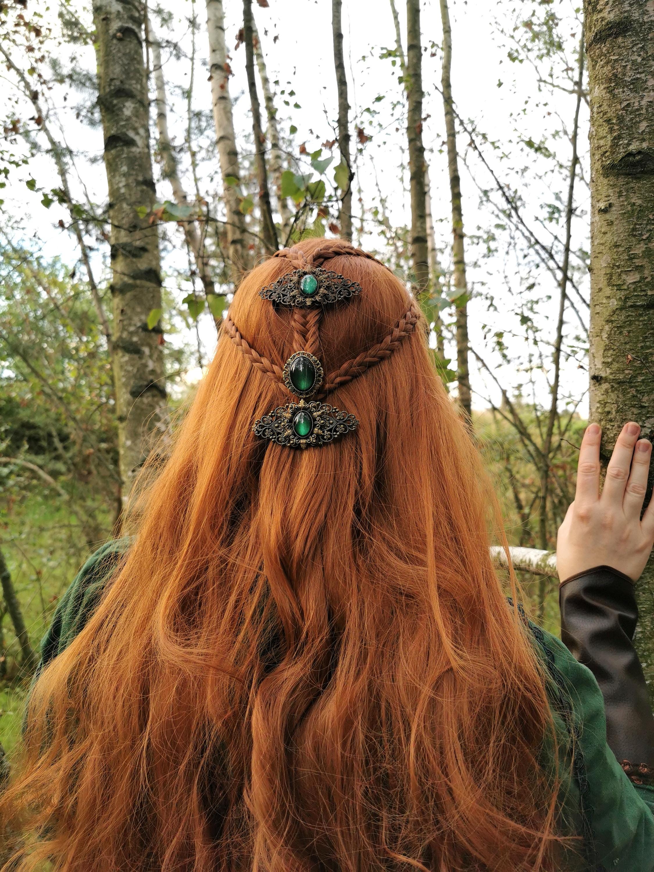 Steampunk Haarschmuckset bronze aus Victorian Haarspange und zwei Haarclips in Wunschfarbe für Steampunkoutfit oder als Vintage Schmuck -Barrettes & Clips- BloodyBrilliants