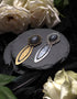 Lesezeichen mit Farbstein silber und bronze mit glänzenden metallic Glassteinen als Geschenk -Bookmarks- BloodyBrilliants