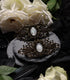 Sommer Schmuckset Wunschfarbe aus bronzenem Collier, Haarspange und Ohrringen mit farbigen Glassteinen für Steampunk und Vintage Hochzeit -Chokers- BloodyBrilliants