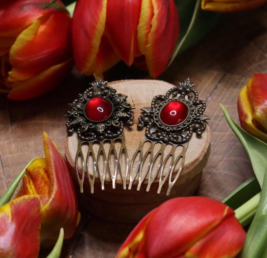 Haarkamm silber Victorian und bronze Jugendstil, Haarschmuck für Cosplay Frisur und Hochzeit Accessoire -Hair Jewelry- BloodyBrilliants