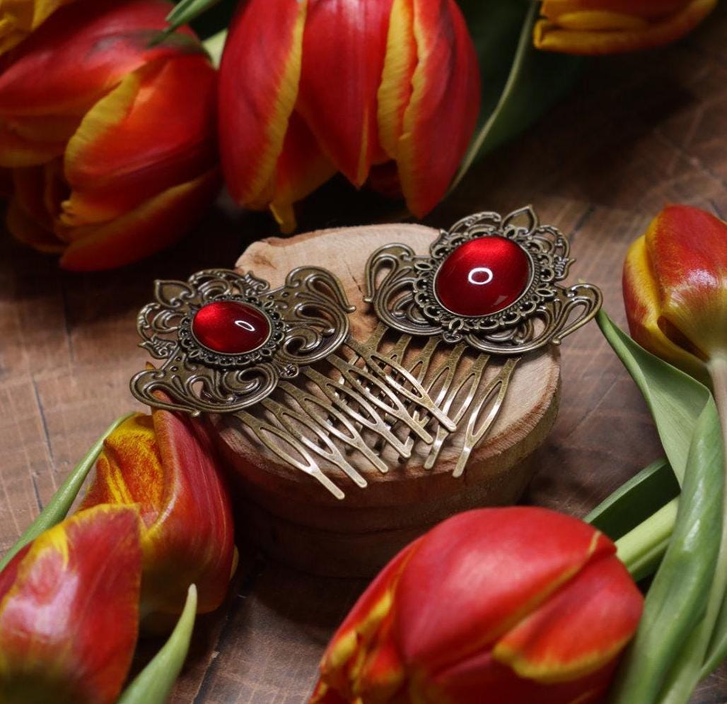 Haarkamm silber Victorian und bronze Jugendstil, Haarschmuck für Cosplay Frisur und Hochzeit Accessoire -Hair Jewelry- BloodyBrilliants