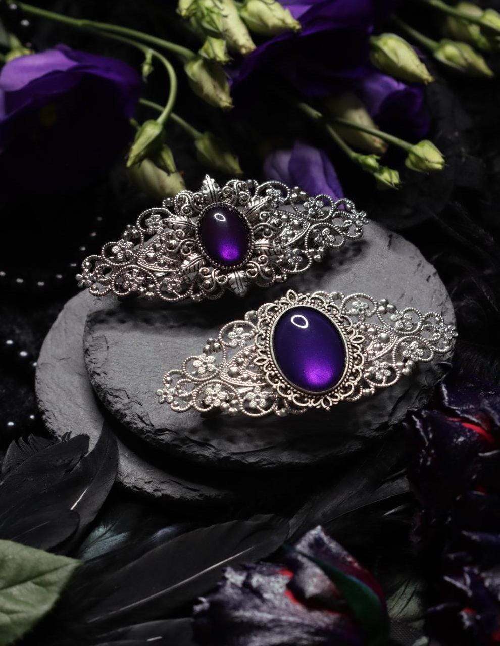 Haarspange silber Victorian als Vintage Schmuck und Mittelalterlicher Haarschmuck für Weihnachten als Gothic Schmuck & Sternhaarspange -Hair Jewelry- BloodyBrilliants