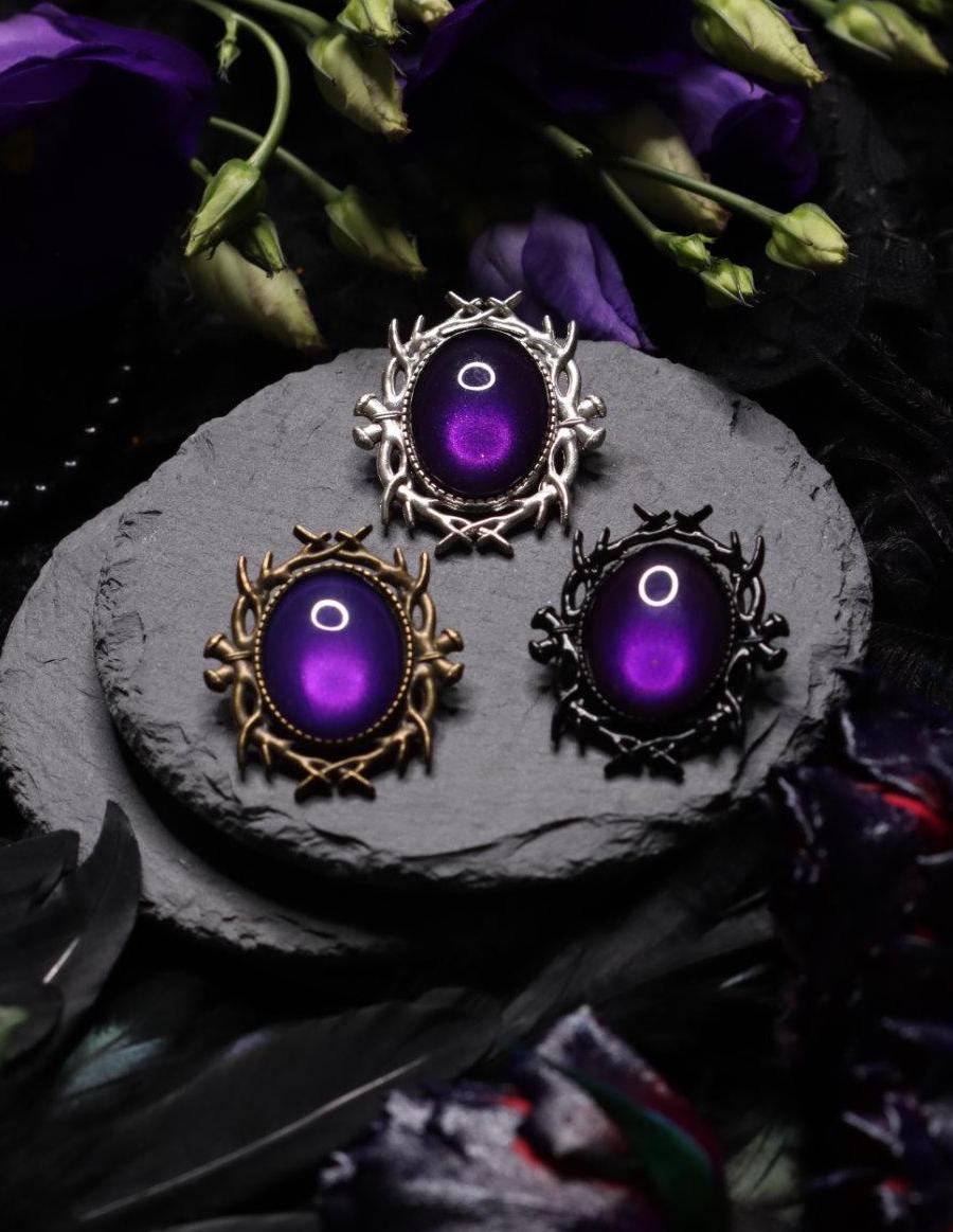 Ovale Brosche Geweih in Wunschfarbe – handgemachter Vintage Schmuck im Jugendstil für Cosplay, Fantasy-Outfits & Gothic Weihnachten Brosche -Brooches- BloodyBrilliants