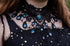 Gothic Schmuckset Wunschfarbe aus Collier, Fledermaus Haarspange und Ohrringen mit farbigen Glassteinen für Hexen Outfit und Gothic Hochzeit -Chokers- BloodyBrilliants