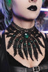 Collier schwarz Pfau aus Spitze mit farbigen Glassteinen als Schmuck für Gothic Outfit und Fantasy Cosplay Fotoshooting -Chokers- BloodyBrilliants