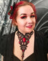 Collier filigran aus Spitze mit farbigen Cabochon Glassteinen für Steampunk Outfit und Gothic Hochzeit für Halloween Adventskalender -Chokers- BloodyBrilliants