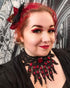 Collier schwarz Pfau aus Spitze mit farbigen Glassteinen als Schmuck für Gothic Outfit und Fantasy Cosplay Fotoshooting -Chokers- BloodyBrilliants