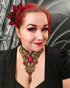 Collier bronze filigran aus Spitze mit farbigen Cabochon Glassteinen auch in schwarz für Steampunk Outfit und Vintage Weihnachten -Chokers- BloodyBrilliants