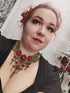 Bronze Collier klein aus Spitze mit Glassteinen in Wunschfarbe für Steampunk Outfit oder Vintage Hochzeit, auch als witchy Choker -Chokers- BloodyBrilliants