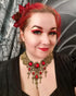 Bronze Collier klein aus Spitze mit Glassteinen in Wunschfarbe für Steampunk Outfit oder Vintage Hochzeit, auch als witchy Choker -Chokers- BloodyBrilliants